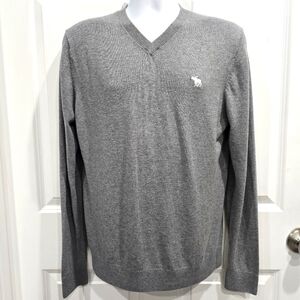 Abercrombie & Fitch Y2K Sweater Mens Sz L V Neck  Gray